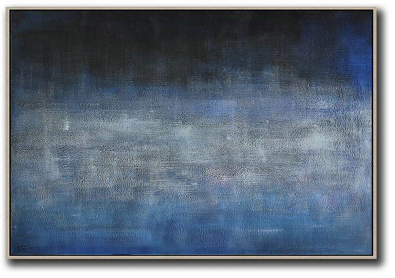 Original Painting Hand Made Large Abstract Art,Oversized Horizontal Contemporary Art,Contemporary Wall Art,Dark Blue,Grey,Black.etc